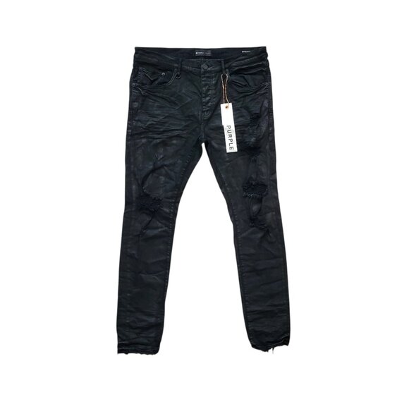 Purple Brand P001 Skinny Jeans in Black Oil Spill Men's Size 36 - Picture 1 of 9